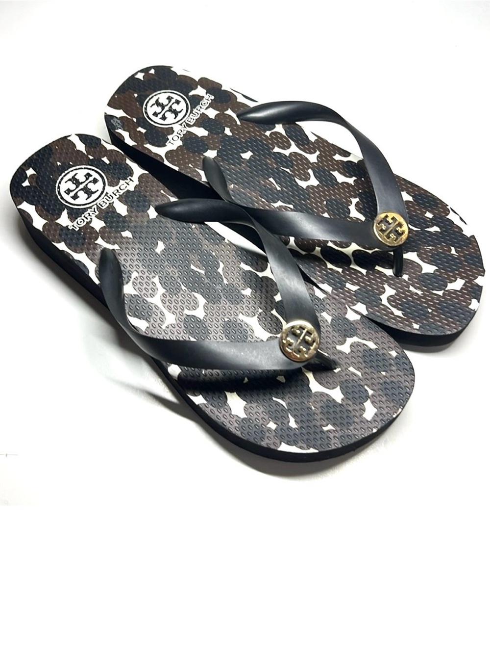 TORY BURCH Black Leopard Print Wedge Flip Flop Sandal - Picture 3 of 5
